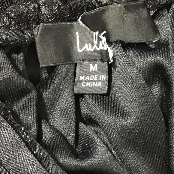 LULU'S M Pursuing Elegance Black Floral Embroidered Lace-Up Maxi Dress NEW b130 - Picture 7 of 9